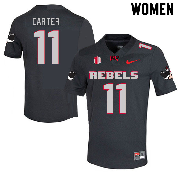 Women #11 Zavier Carter UNLV Rebels 2023 College Football Jerseys Stitched-Charcoal - Click Image to Close
